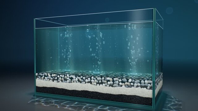 Clear Glass Water Purification Tank With Rising Air Bubbles and Filter Layers