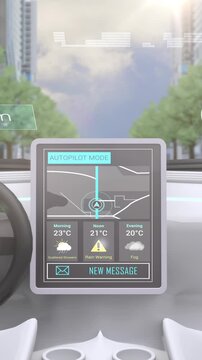 Vertical video: AUTOPILOT tablet toggling message after notification pulsing map icon alerting user