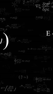 Vertical video: Opening derivative starting math and chem rings drifting fading, forming backdrop