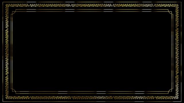 golden floral frame with clipping path on the alpha channel background
