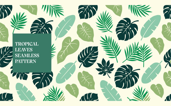 tropical leaf seamless pattern with exotic jungle leaves and plants vector of illustrations background