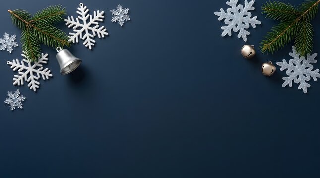 A festive and elegant christmas background featuring delicate snowflakes lush greenery and shimmering ornaments perfect for holiday celebrations