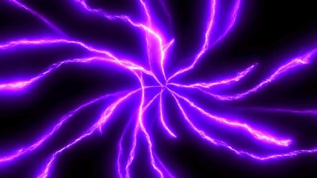 Purple lightning arcs radiating from a glowing center point in a dark void
