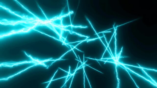 Blue lightning bolts glow across a dark background in branching electric patterns
