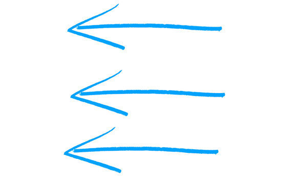 Hand-drawn blue marker arrows set, creative doodle pointer elements, sketchy direction indicators isolated on white background for web navigation and digital media.