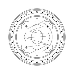 Layered arch sigil with curved strokes and runic circles © AlexMelas