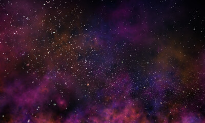 Deep space starfield with purple nebula clouds © henvryfo