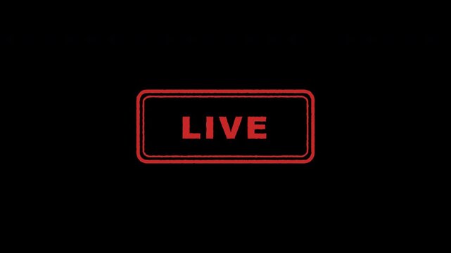 Animated red glowing live stream overlay badges with transparent background