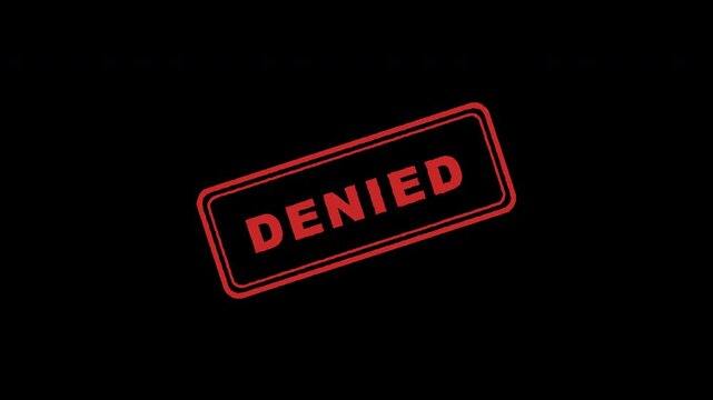 Multiple red denied rubber stamp marks appearing on a transparent background