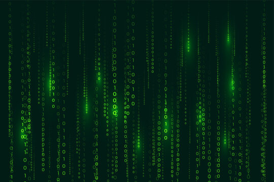matrix style binary code digital background with falling numbers