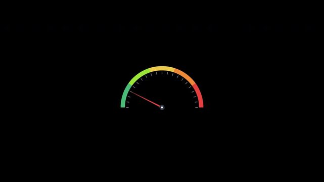Animated colorful speedometer gauge pack isolated on transparent background