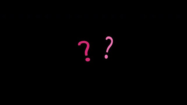 Animated pink question mark symbols floating with an alpha channel overlay