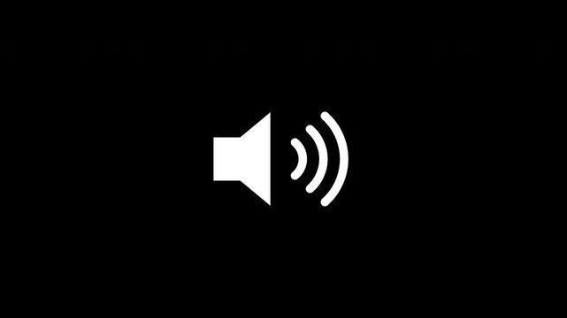 Animated speaker volume icon set with sound waves on transparent background