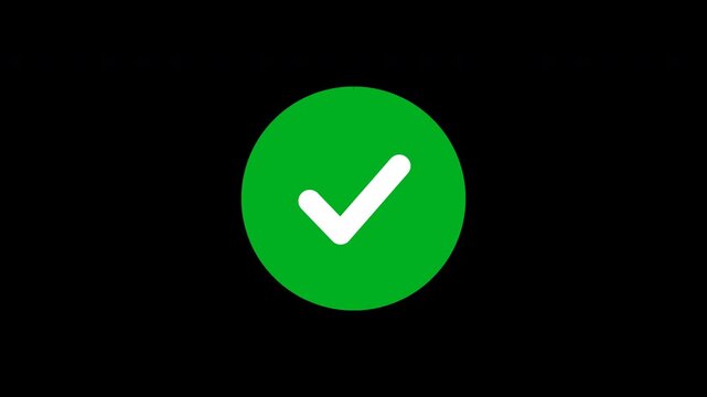 Animated green check mark icon pack showing success on transparent background