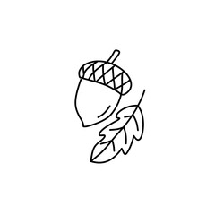 Acorn and Oak Leaves Minimalist Line Art © Andika