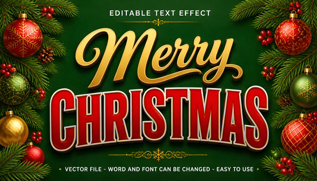 Merry christmas editable text effect
