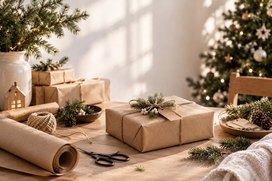 christmas table setting, Christmas decor, Christmas gift wrapping