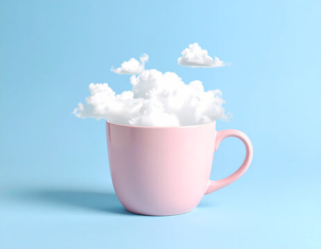 cangkir kopi keramik minimalis dari mana awan realistis yang lembut