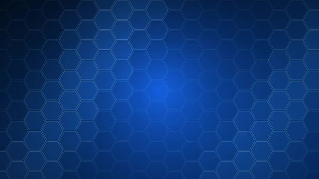 Blue hexagon technology grid pulsing seamless loop animation background