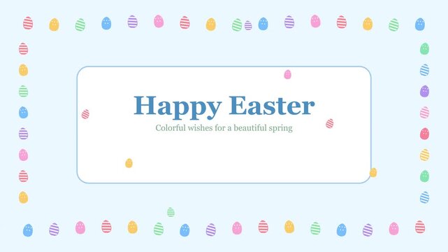 Pastel Easter Greeting Card Design Featuring Animation 4k Resolution Elements And Decorative Egg Border