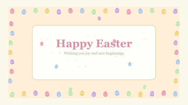 Pastel Easter Greeting Card Design Featuring Decorative Egg Border Animation 4k Resolution