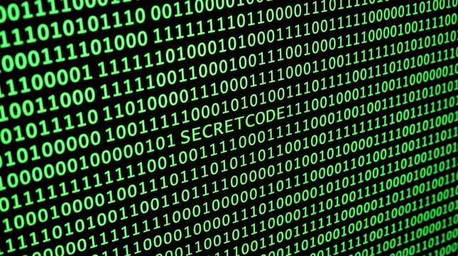 Binary Code Background, Green Digital Data and Secret Code Screen