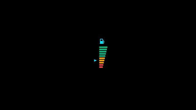 Digital car fuel gauge bar meter displaying level with transparent background