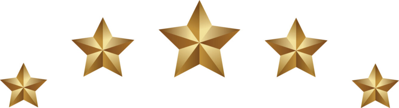 Golden star rating icon set. Quality review symbols. Excellence award feedback and customer rank signs