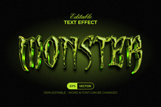 Green Monster Editable Text Effect Halloween Typography Theme.