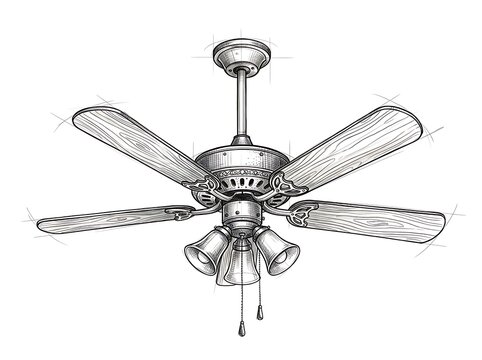 Vintage style ceiling fan illustration
