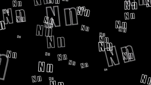 Floating white outline letter N typography on transparent background overlay