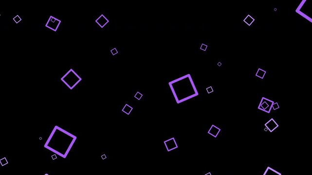 Purple square particles floating smoothly with transparent alpha background