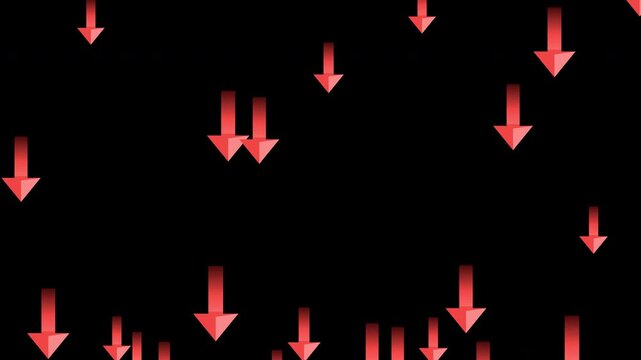 Red arrows falling down symbolizing financial decline on transparent background