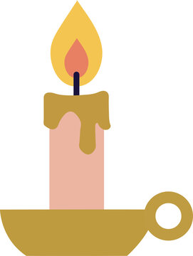 Cute Vintage Christmas Burning Candle in Golden Holder
