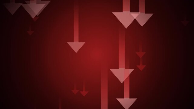 Red downward arrows falling on transparent background indicating market loss