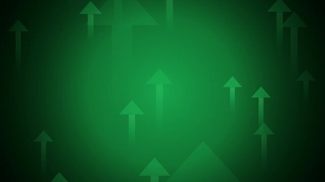 Rising green arrows representing financial growth and market success on overlay