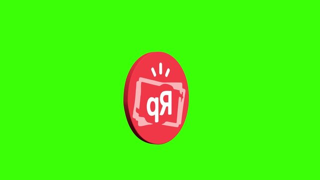 Indonesian Rupiah Coin Spinning on Green Screen Currency Animation