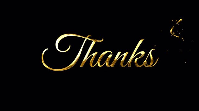 Metallic gold cursive thanks lettering creates a luxurious backdrop for appreciation cards, social media posts, invitations, branding, and celebratory designs.