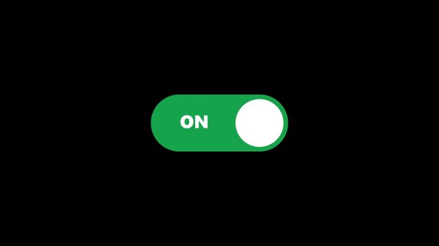 Toggle switch buttons turning on and off smoothly on transparent background