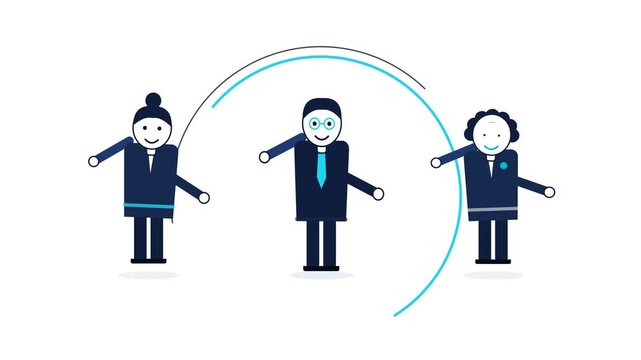 Teamwork Animation Showing Business Professionals Connecting with Dynamic Digital Arc Graphics
