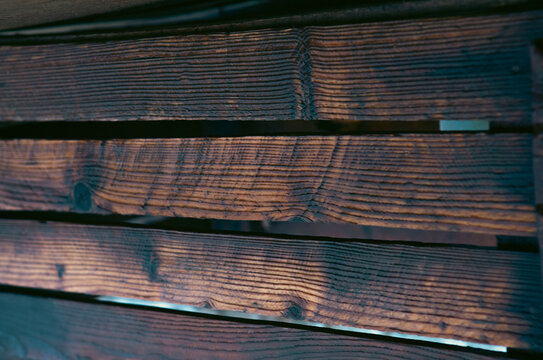 Wooden planks of an old house. Close-up.