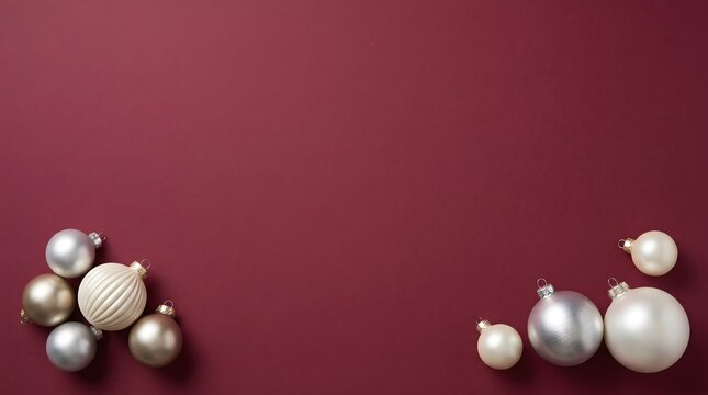 Elegant pearl arrangements on a deep red background with space for text