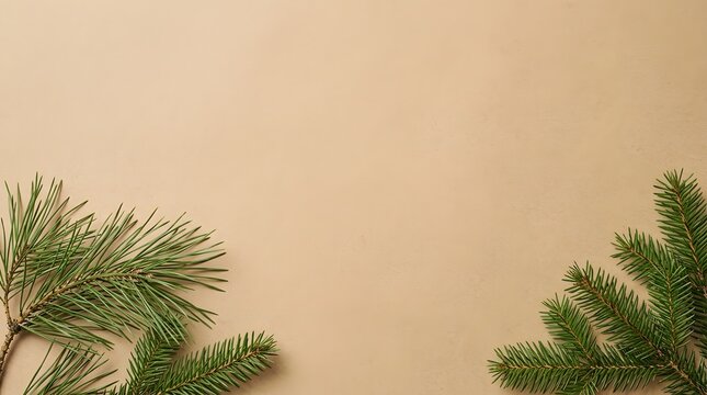 Minimalist background with tropical leaves and a warm beige color palette