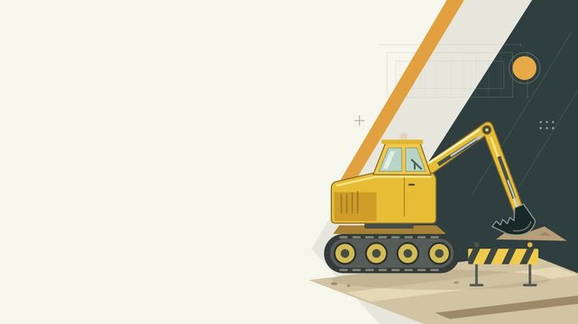 Excavator Working at a Construction Site With Copy Space