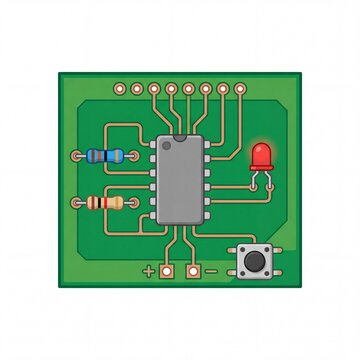 Clean Vector Illustration of a Beginner Electronic Circuit Board for Education