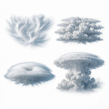 Cloud formations ranging from wispy cirrus to explosive mushroom clouds