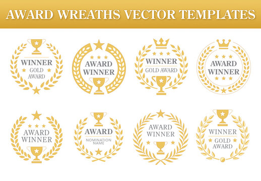 Collection of 8 Award Wreaths Templates