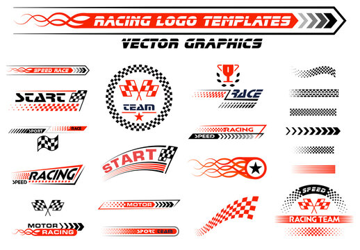 Set of 20 Motor sports car stripe stickers and Logos