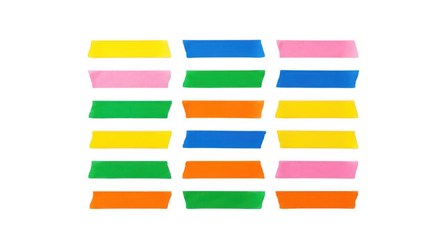 Set of colorful adhesive tape strips isolated on transparent background