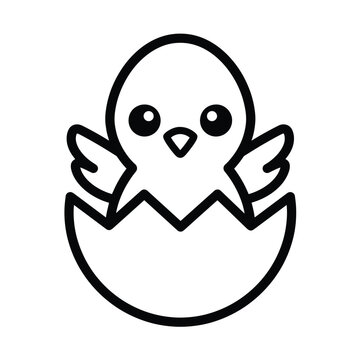 Little chick hatching from a cracked egg shell vector illustration